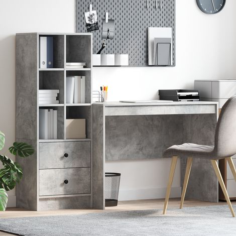 Schreibtisch mit Schubladen 2 pcs Beton Grau