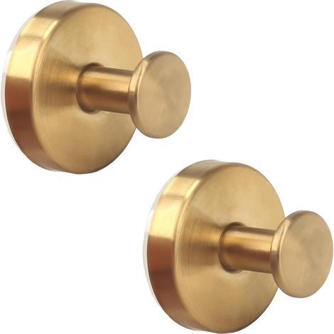 Set di 4 ganci a ventosa senza foratura, in acciaio inox, impermeabili e riutilizzabili, per bagno, piastrelle, asciugamani da doccia (set da 4 color oro) (1/5)