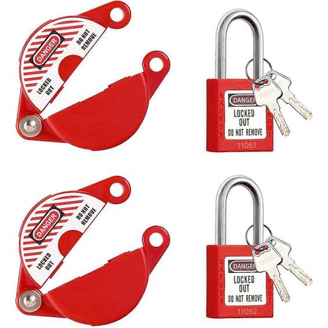 2 kits de verrouillage et cadenas pour vannes à guillotine, dispositif de verrouillage pour poignées de vannes de 1 à 2-1/2 pouces de diamètre (1/5)