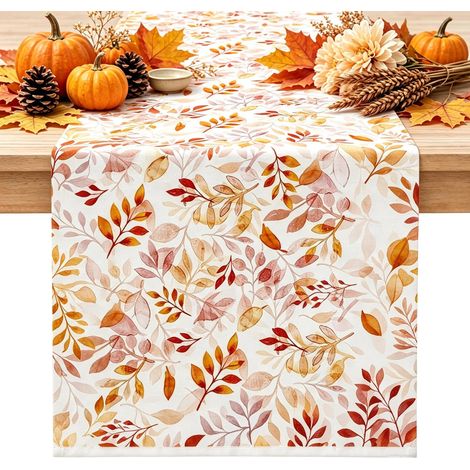 Chemin de Table Orange Automne Fall Lin Moderne Centre de Table (1/5)