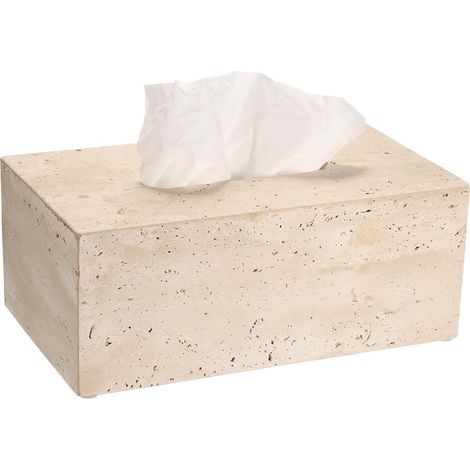 Caja rectangular de pañuelos de travertino, dispensador decorativo para baño, sala de estar o jardín, sin fondo.