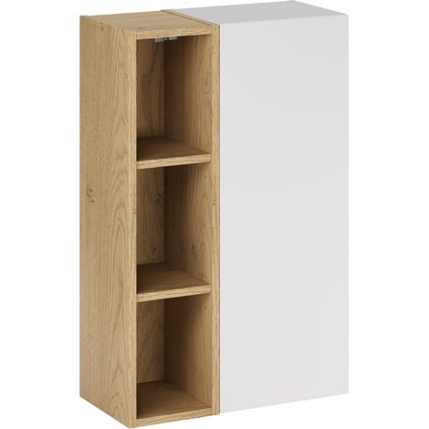 Meuble colonne de salle de bain suspendu ASTER blanc 50 x 80 cm avec extension - étagères ouverte (1/5)