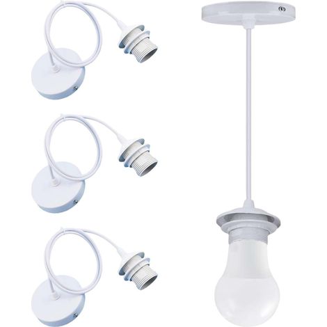 Lot de 3 Suspensions de lampe E27, douille E27 avec cable pour suspension, Porte Lampe Suspension Douille, Douille de lampe E27, Douille Ampoule Plafond avec Cable (1/5)