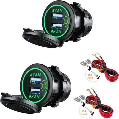 2 Prises Chargeur USB Interrupteur 5V 4.2A Étanche Pour Voiture Bateau Moto (1/5)