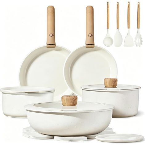 Lot de 19 poêles et casseroles antiadhésives à manche amovible