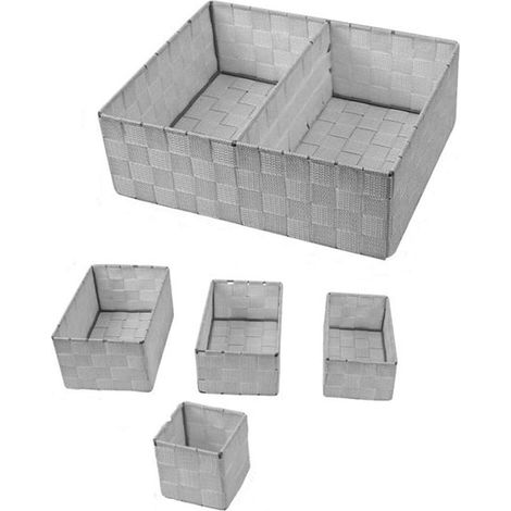 Cleafe - Scatole In Tessuto Componibili Organizer Per Bagno Armadi Scaffali 79078 Grigio Scuro - (1/2)