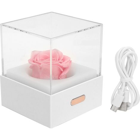 Ortviai Lampe de Nuit en Forme de Rose LED Rechargeable USB – Couleur Rose, Abat-jour Acrylique Détachable, Idéale pour Chambre ou Bureau (1/5)