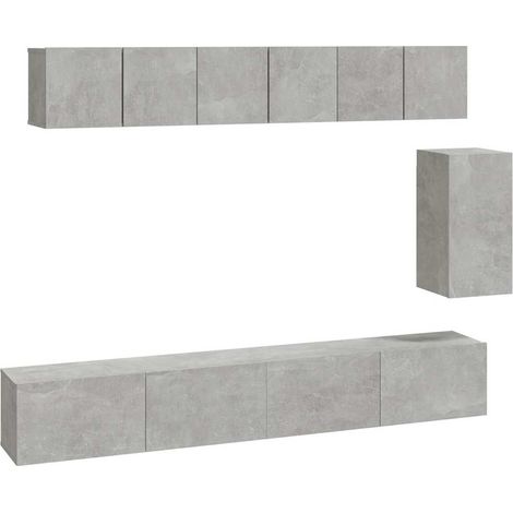 Maison Exclusive - 6-tlg. TV-Schrank-Set Betongrau Holzwerkstoff (1/5)