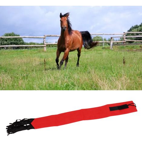 Sac de protection pour queue de cheval, accessoire de beauté pour queue de cheval, répulsif anti-moustiques, sac anti-salissures, housse de protection rouge pour queue de cheval.