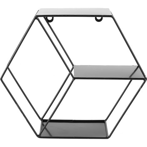 Étagère Murale Hexagonale En Fer - Support De Rangement Géométrique - Pour Salon Chambre Couloir - 1 Pièce (1/5)