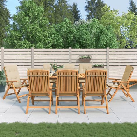 Gartenstühle mit Auflagen 8 Stk. Massivholz Teak (1/5)