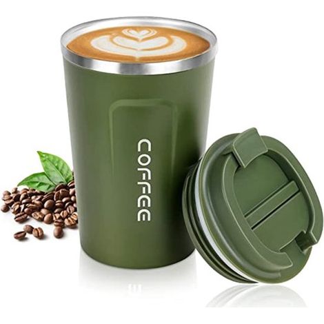 Taza térmica，Taza de café / Acero inoxidable，taza de viaje con tapa，Taza de café / Bebidas frías y calientes 380 ml