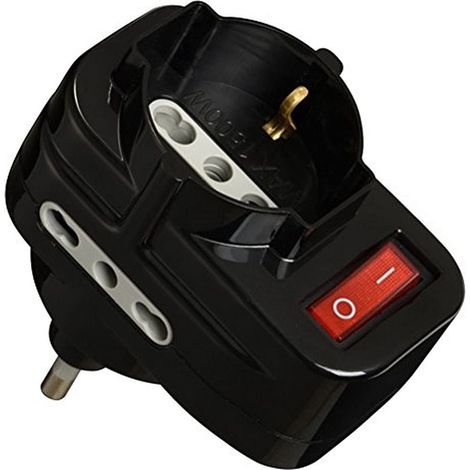 Electraline Multipresa Adattatore 70068 con Interruttore e Spina Rotante (1/4)