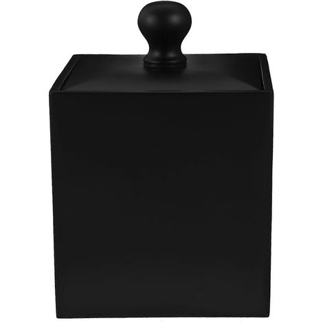 Boîte de rangement pour cotons-tiges avec couvercle, organisateur de cure-dents, étui à coton cosmétique pour usage quotidien à la maison (noir)-11.20X7.90X7.90CM-Black (1/4)