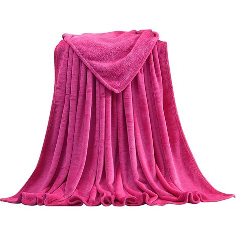Couverture En Polaire Microfibre - Douce Et Chaude - Pour Canapé Lit Ou Décoration Intérieure - 150 X 200 Cm - Rose (1/4)