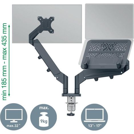 Soporte de pantalla Leitz Ergo gris oscuro 112 cm de ancho