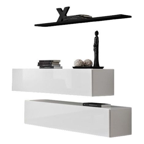 Composizione murale SWITCH SBII – Mobili contenitori e scaffale – Bianco lucido e nero – Design moderno