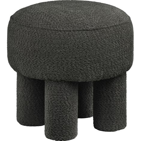 Canberra - Pouf rotondo in chenille antracite ø43x43 cm