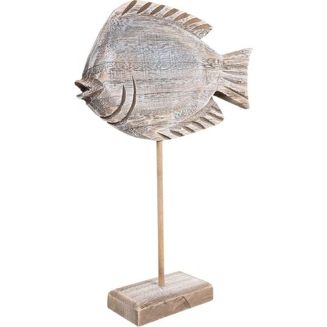 Poisson Bois Sculpt Main D cor M diterran en Bureau Ornement (1/5)