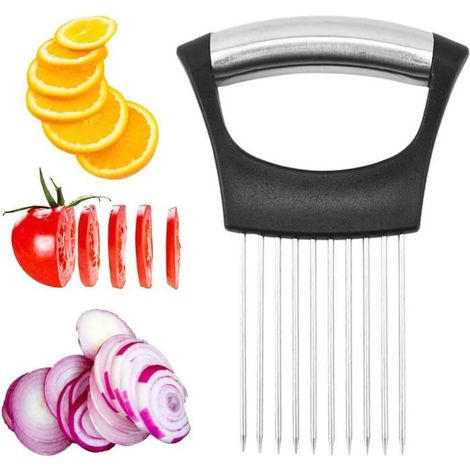Ecleanfy - Trancheuse à oignons en acier inoxydable, un petit ustensile de cuisine pour hacher et trancher la viande et les légumes. (1/5)