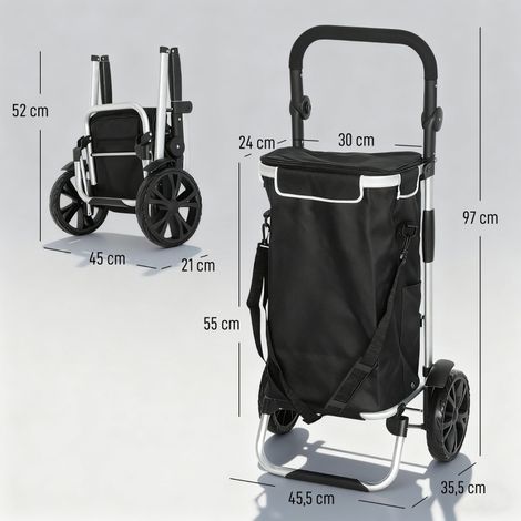 Carrello della spesa pieghevole 3 in 1 40 L con scomparto isotermico, 25 kg, nero DESVIAE (1/3)