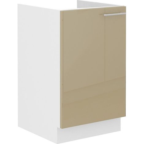 Spülenschrank 50 Lara Cappuccino Hochglanz + Weiß matt Küchenzeile Küchenblock (1/5)