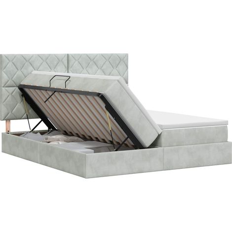 Cama con almacenamiento Gris Claro 180 x 200 cm Terciopelo vidaXL (1/5)