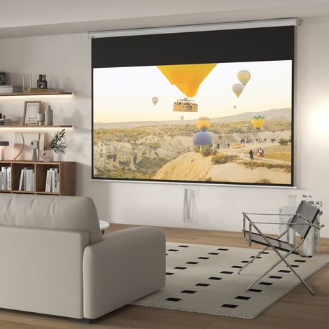 Projektorleinwand, 120 Zoll, 16:9 Format, Wand- oder Deckenmontage, Weiß