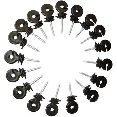 20 pcs Isolateur Cloture Electrique a Visser. Isolateur Cloture Electrique pour Grillage Piquet Fer. Isolateur Cloture Electrique pour Animaux Chevaux Fil Cloture éLectrique Fixe(Noir) (1/5)