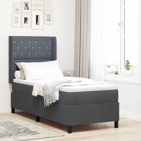 Boxspringbett mit Matratze mit LED Dunkelgrau 80 x 200 cm Samt