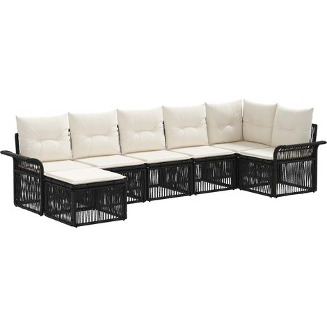 Gartensofa-set 7 pcs Schwarz Poly-Rattan vidaXL