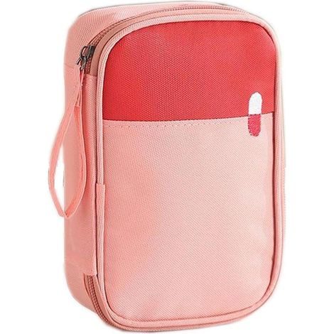Sacoche de premiers secours étanche Taille M, vide, pour voyages et camping, avec compartiments, rose