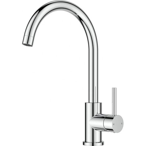 Robinet Cuisine, Mitigeur Cuisine, Pivotant à 360° d'Évier à Arc Élevé Pulvérisateur Escamotable 2 Modes, Acier Inoxydable (1/5)