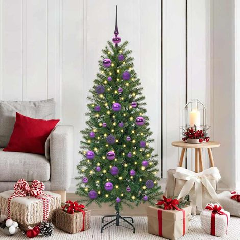 Weihnachtskugel-Set mit 150 LEDs 61 pcs Lila Kunststoff