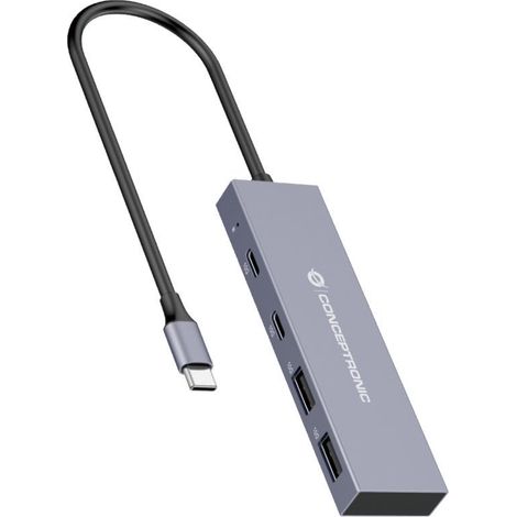 Hub USB Conceptronic HUBBIES13G Gris (1 unidad)
