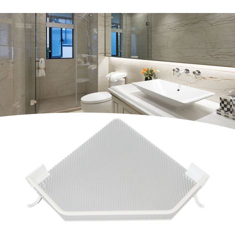 Étagère murale de salle de bain sans perçage en aluminium spatial et acrylique couleur beurre avec crochets (1/5)