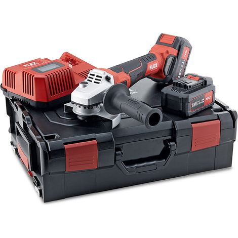 Flex – Meuleuse sur batterie 125mm 18V avec 2 batteries 5.0Ah – Moteur Brushless – Protection contre la poussière – Coffret L-Boxx