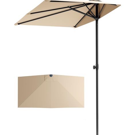 250 x 130 cm Demi-parasol à hauteur réglable avec pince, parasol de balcon, résistant au vent, stable à emporter, protection UV50+ pour jardin, terrasse, balcon, balustrade de balcon, table (1/5)