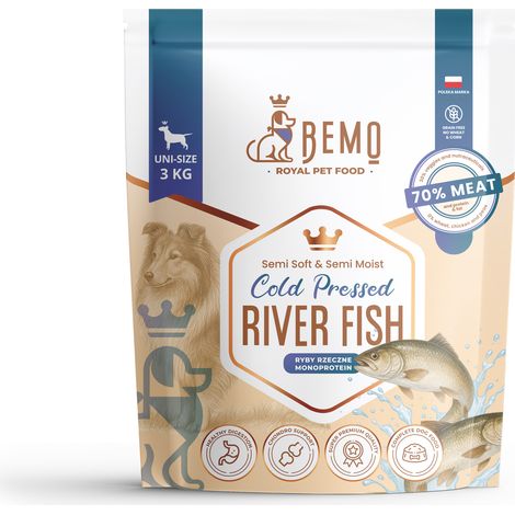 Bemo Cold Pressed River Fish - alimento prensado en frío para perros con pescado de río 1 kg