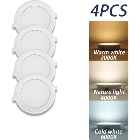 Lampes de croissance pour plantes (Lot de 4, lumière naturelle 4000K, 17W) Spot LED rond encastrable, panneau lumineux LED pour plafond, éclairage intérieur blanc chaud pour l'orientation de la maison (1/5)