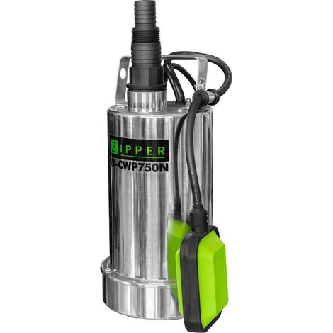 Zipper – Pompe immergée 750W – Débit max 11 m³/h – Hauteur de refoulement 8.5 m – Aspiration à plat 2 mm – Interrupteur à flotteur inclus (1/5)