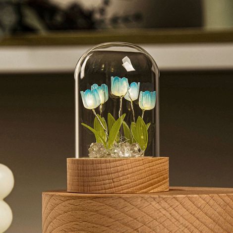 de table tulipe LED décorative bleue