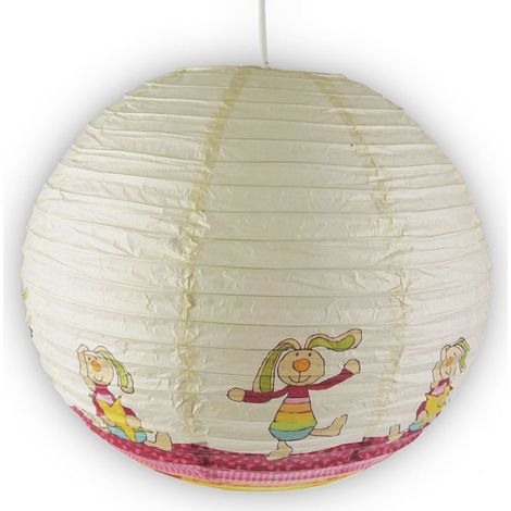 Kinder Papierlampe RABBIT Motiv Lampenschirm Ø40cm Pendelleuchte mit Aufhängung (1/5)