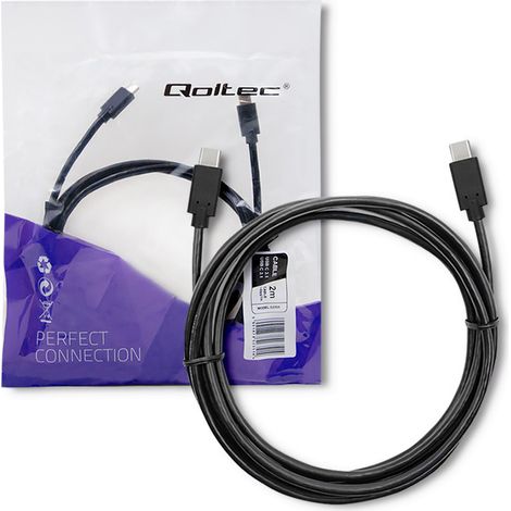Cable USB 3.1 Tipo C Macho Qoltec  USB 3.1 Tipo C Macho  2 m  Negro (1/5)