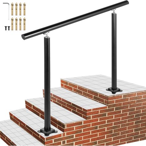 Rambarde d'escalier extérieure, 122 cm (4 pi), 86 cm (34 po), noire, réglable de 0 à 60 degrés, en aluminium noir pour jardin.