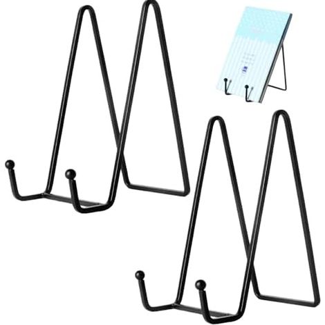 Lot de 2 supports pour cadre en métal, support en fer, chevalet pour assiettes, photos, cadres photo (15,2 cm) (1/5)