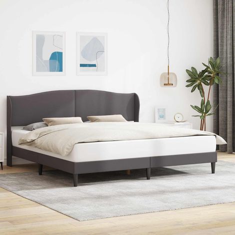 vidaXL Cadre de lit avec tête de lit Gris 180 x 200 cm Simili cuir (1/5)