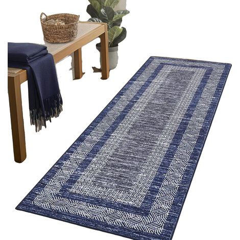 Teppichläufer, rutschfeste Rückseite, maschinenwaschbar, blau 60×230cm (1/2)