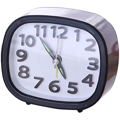 Mini réveil Simple, 1 pièce, horloge de bureau silencieuse pour décoration de chevet de la maison (carré noir) (1/2)