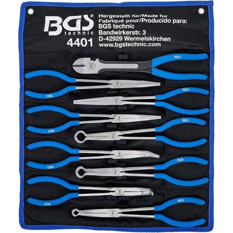 Jeu de Pinces Extra Longues 9 pcs - Bec L., Plates et Capuchon de Bougie d Allumage - Précision et Accessibilité - D-Work (1/5)